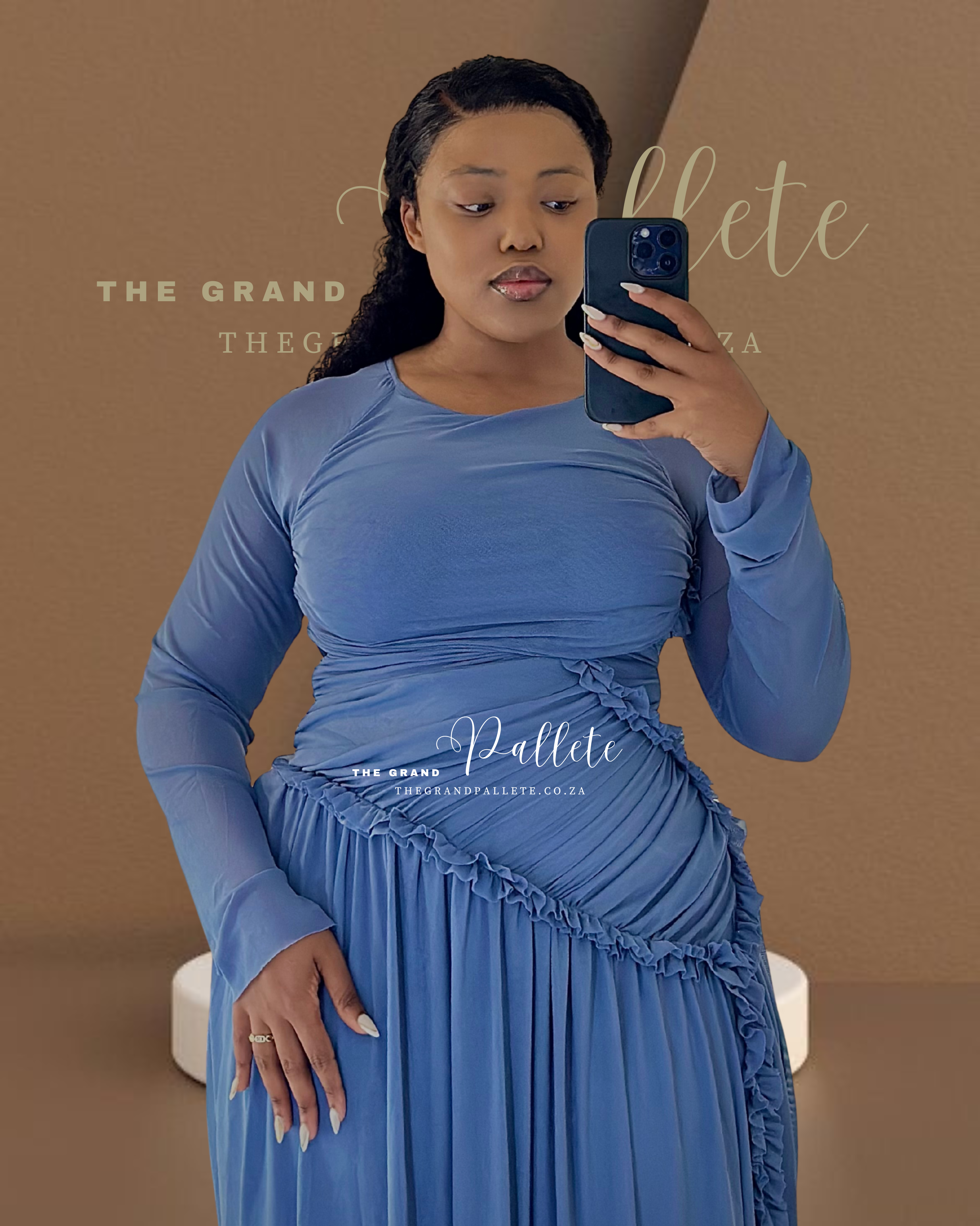 AZURE DRAPE DRESS