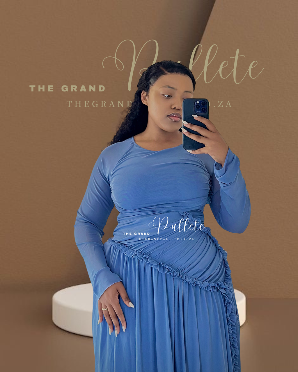 AZURE DRAPE DRESS